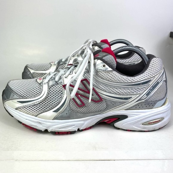 NEW BALANCE 470 MADE IN USA METALLIC SILVER AND PINK SNEAKERS WOMEN’S SIZE 10 - Picture 2 of 13